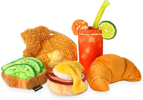 Vista 15 de P.L.A.Y. Bonitos juguetes de felpa para perros, con temática de comida chirriante, duradero, con temática de comida chirriante, para masticar, ideal
