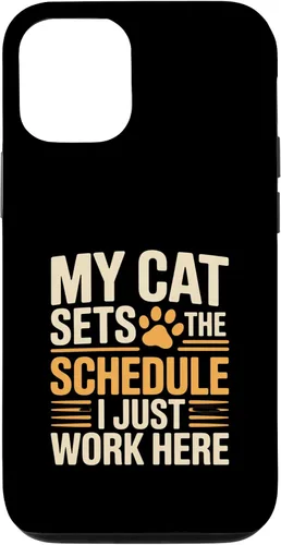Vista 27 de My Cat Sets The Schedule Cat Humor Case for iPhone 17