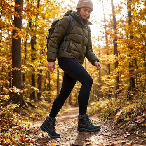 Vista 3 de Botas de invierno para senderismo en la nieve para mujer, botas de trabajo de combate marrones casuales, botas de tobillo antideslizantes con forro
