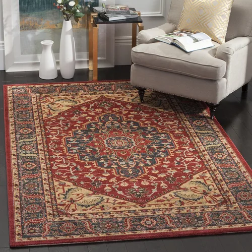Vista 8 de SAFAVIEH Mahal Collection - Alfombra de pasillo, 2 pies 2 pulgadas x 6 pies, azul marino y rojo, diseño oriental tradicional, no desprende pelusa