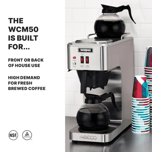 Vista 2 de Waring Cafetera comercial Café Deco para verter sobre café, 3 galones por hora, 2 calentadores individuales, se adapta a decantadores grandes de 64