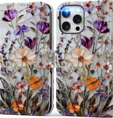Vista 37 de DEENAKIN Funda tipo cartera para iPhone 15 con tarjetero + clip para efectivo, bloqueo RFID, protección contra caídas de grado militar y obras