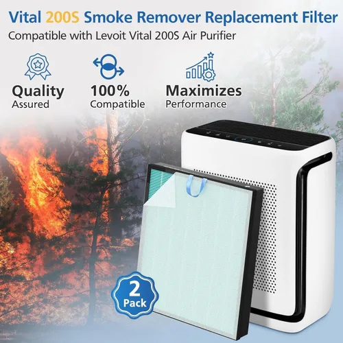 Vista 2 de Vital 200S-P - Filtro de repuesto para absorción de humo compatible con purificador de aire LEVOIT Vital 200S, filtro HEPA 4 en 1 de carbón activado