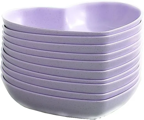 Vista 10 de Juego de 10 platos llanos en forma de corazón, platos de 6 pulgadas, bandeja para frutas, aperitivos, sin BPA (beige)