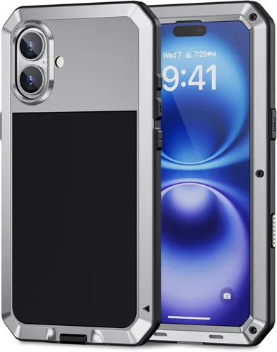 Vista 16 de Lanhiem Funda para iPhone 7 Plus/8 Plus, resistente a los golpes, [Tough Armour], funda de metal con protector de pantalla integrado, funda Negro