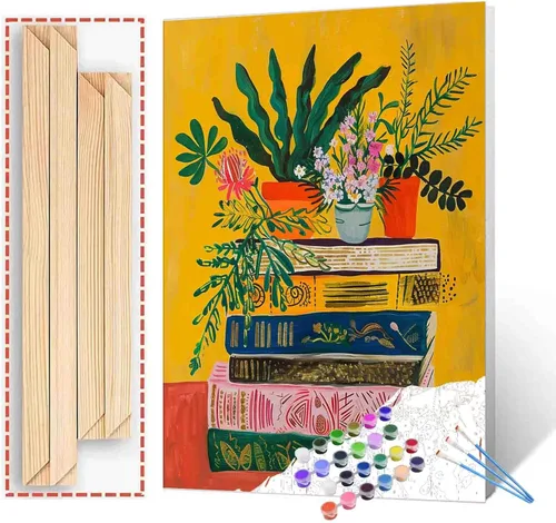 Vista 25 de Aihonmin Estantería 6 Pack Pintar por Números para Adultos Libros Pintura DIY sobre Lienzo con Pinceles Pigmento Manualidades DIY Pintura Acrílica