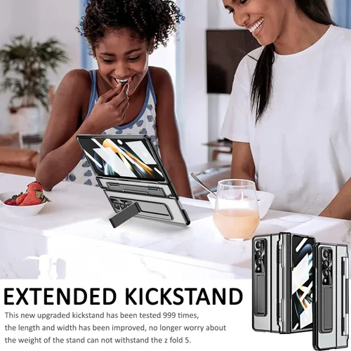 Vista 4 de Miimall Funda compatible con Samsung Galaxy Z Fold 5 con protección mejorada de bisagra, película de lente de cámara, protector de pantalla frontal