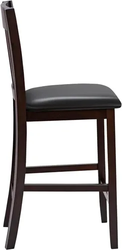 Vista 10 de COSTWAY Juego de 2 taburetes de bar, sillas de bar de 25 pulgadas de altura de mostrador con patas de madera de goma, sillas de bar sin brazos