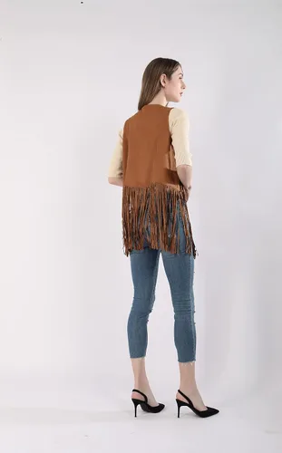 Vista 6 de Paixpays New Tassels Fringe Sleeveless Vest Cardigan Waistcoat Jacket Outwear Tops