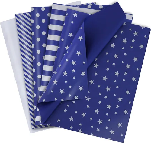 Vista 13 de BEISHIDA 100 hojas de papel de seda blanco y negro a granel, rayas de sarga y puntos, estrellas para bolsas de regalo, papel de regalo de 14 x 20