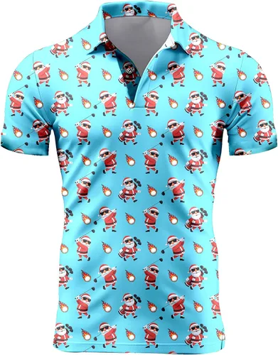 Vista 55 de Camisa de golf de los años 80 para hombre, ajuste seco, manga corta, estampada, divertidas, camisas de golf de los años 90 para hombre