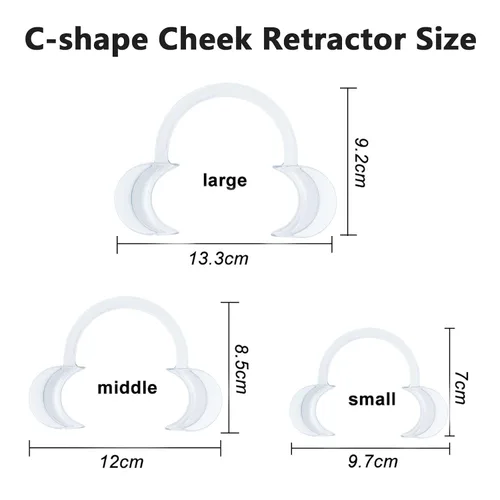 Vista 2 de 10 piezas de retractor de mejillas en forma de C, abridor de boca desechable para blanqueamiento dental, protector bucal o juego Speak Out