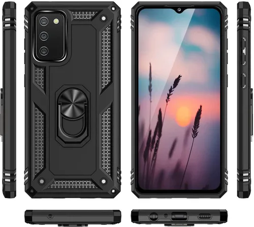 Vista 8 de TJS Funda compatible con Samsung Galaxy A03S, con protector de pantalla de vidrio templado, soporte magnético con soporte magnético resistente