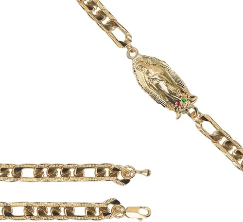 Vista 3 de Pulsera de oro de cadena virgen maría para mujeres y niñas, pulseras La Virgen De Guadalupe, pulseras de abalorios de Nuestra Señora de Guadalupe