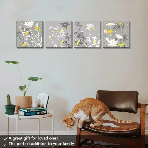 Vista 80 de Wall HDQ Arte de pared de flores para baño, dormitorio, sala de estar, decoración de pared azul y naranja, pintura floral, lienzo impreso, imagen