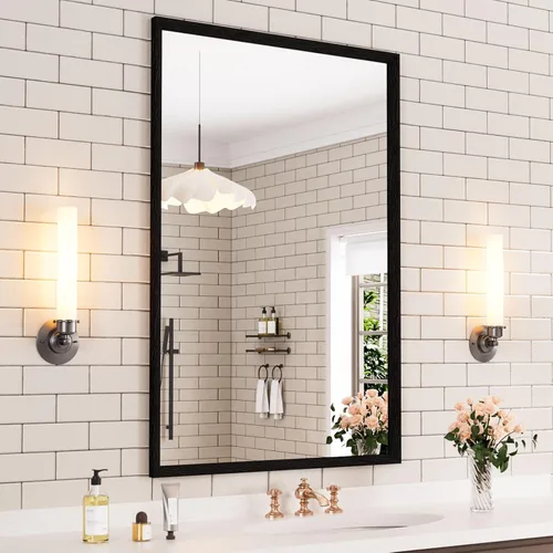 Vista 33 de WEER - Espejo de baño con luces LED, 50x70cm, espejo de tocador montado en la pared, 3 colores regulables, almohadilla antiempañante retroiluminada