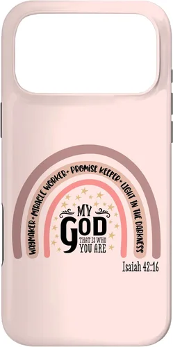 Vista 22 de Funda motivacional para iPhone 13 Pro Max Waymaker Boho Rainbow con versículo bíblico