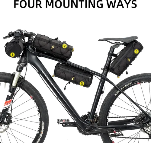 Vista 4 de ROCKBROS - Bolsa para manillar de bicicleta pequeña, bolsa de barra de bicicleta práctica, bolsas delanteras de bicicleta, bolsa de almacenamiento