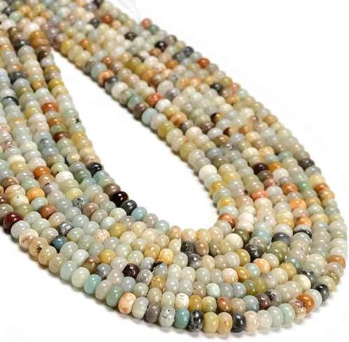 Vista 10 de CAI YI MING, cuentas 2x4mm naturales en forma de rondelle – Espaciadores de gemas sueltas para hacer joyas DIY (Amazonita)