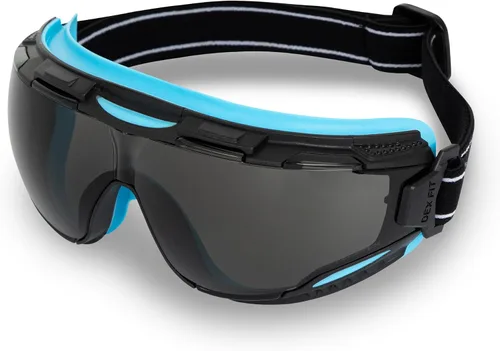 Vista 10 de DEX FIT Gafas de seguridad SG220, protección ocular contra salpicaduras químicas y de laboratorio de visión amplia, antivaho y resistentes a