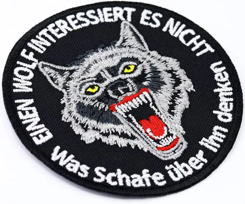 Vista 4 de Biker Sew-On Patch "A Wolf Is Not Interested, What Sheep About Him Thinner." Wolf Sticker Iron-On Alpha Animal Badge for SewingIroning On Wolf