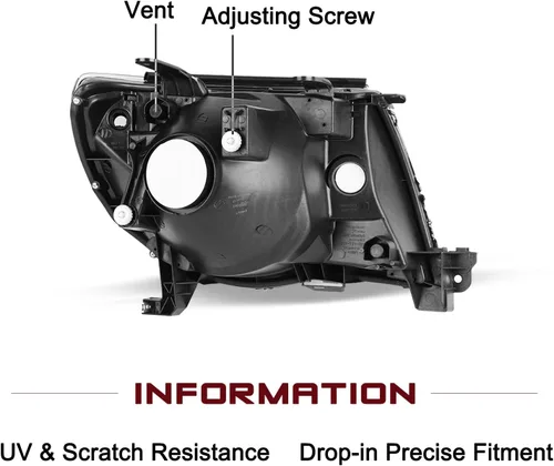 Vista 3 de JSBOYAT Conjunto de faros delanteros de recambio para camioneta Toyota Tacoma 2005-2011, bombillas incluidas (carcasa negra con reflector ámbar)