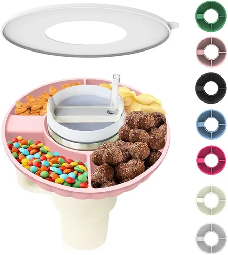 Vista 11 de Tazón de aperitivos para Stanley Cup, bandeja de aperitivos de silicona con tapa compatible con Stanley Cup de 30 oz, anillo de aperitivos