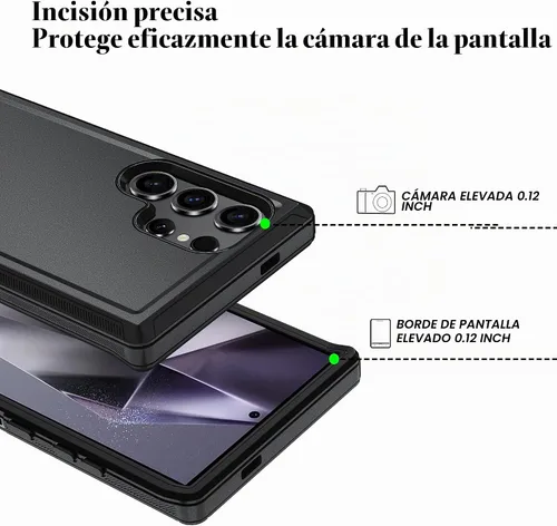 Vista 3 de ONOLA Funda compatible con Samsung Galaxy S24 Ultra con protector de pantalla HD, resistente a los golpes y a las caídas, funda de 3 capas