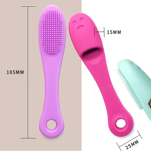 Vista 2 de Paquete de 5 cepillos de limpieza facial manual de silicona suave, cepillo limpiador facial para limpieza suave y eficaz, eliminar puntos negros