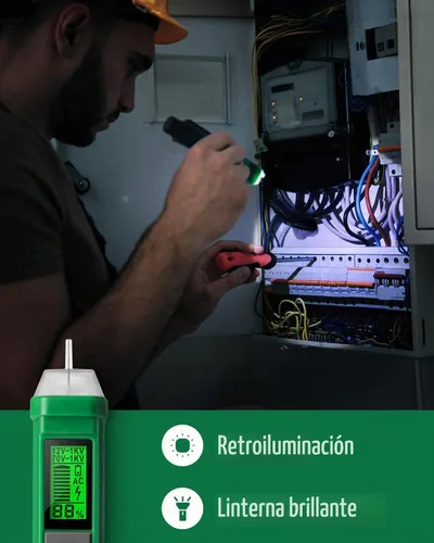 Vista 6 de TESMEN - Probador de voltaje, detector de voltaje sin contacto TN-213, probador eléctrico, CA 12V-/70V-1000V, doble rango, pantalla LCD
