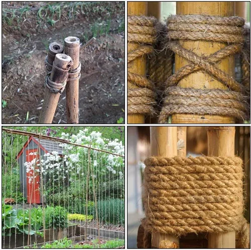 Vista 8 de Leecogo Cuerda de yute de 0.157 in de 164 pies resistente y gruesa para jardinería, manualidades, embalaje, reciclaje y decoración del hogar