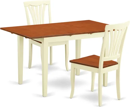 Vista 11 de East West Furniture NOAV3-BLK-LC - Juego de comedor de 3 piezas para espacios pequeños, contiene una mesa de comedor rectangular con hoja