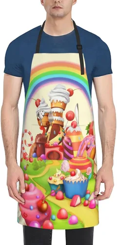 Vista 3 de Siiuuol Cute Cats - Delantal de cocina impermeable unisex con babero ajustable