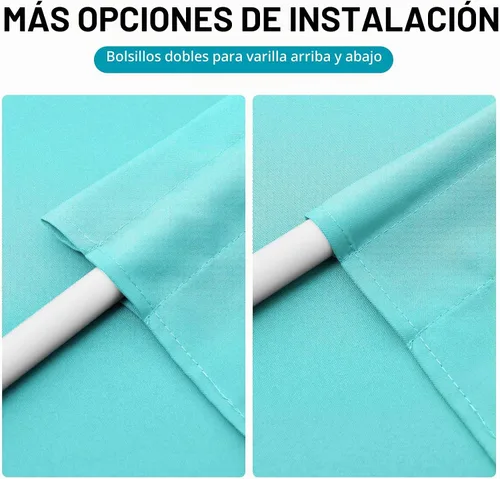 Vista 8 de Hiasan Cortinas francesas para puerta, color aguamarina, 24 pulgadas de Aqua