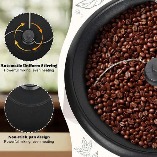 Vista 3 de Máquina Tostadora de Granos de Café DIYAREA para Uso Doméstico, Capacidad de 800g, Tostadora Eléctrica de Granos de Café con Temporizador 0-240℃