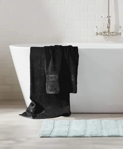Vista 4 de BOUTIQUO Juego de toallas negras – Juego de 8 toallas de baño – 100% algodón hilado en anillo, 2 toallas de baño de 27 x 54, 2 toallas de mano de 16