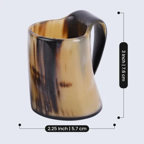 Vista 3 de Handicrafts Home Juego de 2 tazas de cuerno vikingo vikingo, taza de cerveza de cuerno de buey natural real con asa, hecha a mano, medieval, cuerno