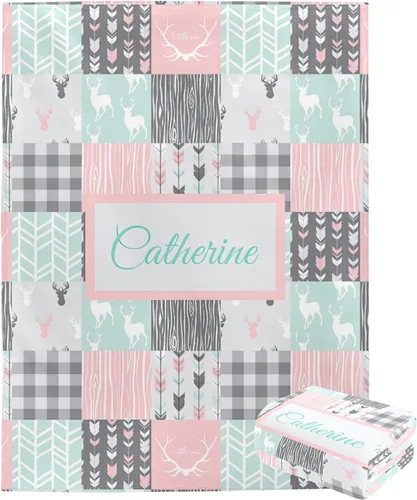 Vista 24 de Manta personalizada con nombre, manta de bebé personalizada para niños y niñas, manta personalizada con nombre para niños y adultos, manta de bosque