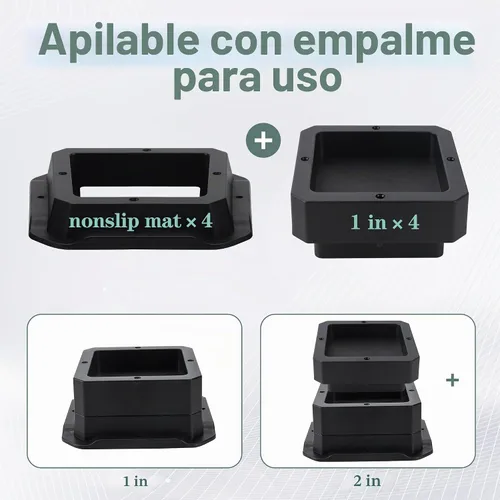 Vista 5 de BTSD-home Elevadores de cama de 1 pulgada resistentes para muebles, para sofá, mesa y silla, color negro, paquete de 4 1.0 in