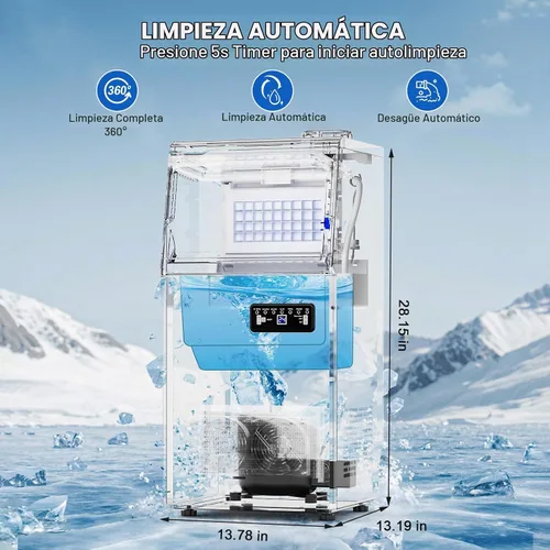 Vista 7 de 110 lbs Commercial Ice Maker Undercounter Built-in Freestanding Self-Clean Máquina de hielo, cubo de hielo, temporizador, ajustable, agua dual
