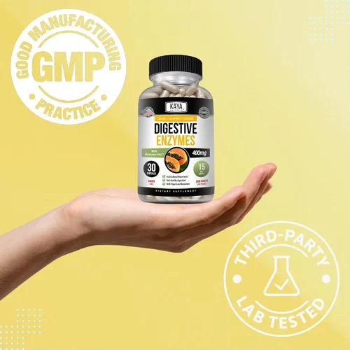 Vista 8 de Kaya Naturals Enzimas digestivas con prebióticos y probióticos - Píldoras para aliviar el estreñimiento y la hinchazón para mujeres y hombres