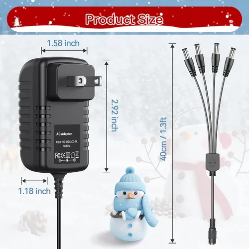 Vista 4 de Adaptador de CA compatible con Lemax # 74707 4.5 voltios Spooky Town Accesorio Cable de alimentación de conmutación Longitud del cable de 3 pies
