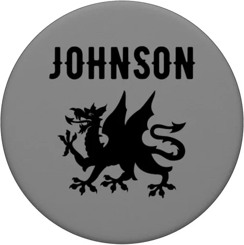 Vista 3 de Johnson Surname Welsh Family Name Wales Heraldic Dragon PopSockets Standard PopGrip