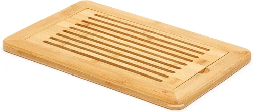 Vista 6 de RoyalHouse Tabla de cortar pan de bambú natural de alta calidad con bandeja para migas, bandeja para servir pan para cocina Bandeja para servir