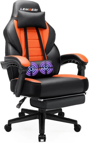 Vista 8 de LEMBERI Sillas de juegos para adultos, sillas ergonómicas de videojuegos con reposapiés, silla de juegos grande y alta, capacidad de peso de 400