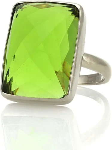 Vista 7 de Juego de bisel anillo rectangular de peridoto Joyería llena de oro Anillo de piedra natal de agosto para mujer