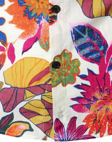 Vista 4 de JOGAL Camisa hawaiana de manga corta con botones para hombre