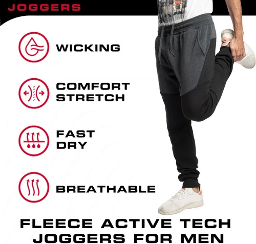 Vista 5 de Ultra Performance 3 Pack Fleece Active Tech Joggers for Men, Mens Sweatpants with Zipper Pockets