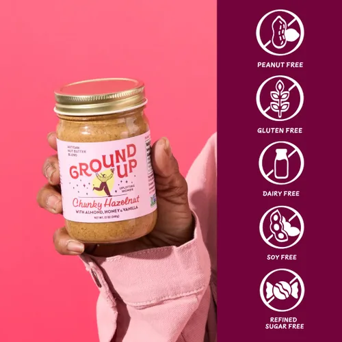 Vista 4 de GROUND UP PDX Mantequilla de nuez Almendra Oregon Avellana, 12 OZ