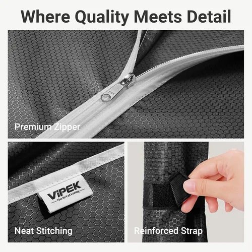 Vista 5 de VIPEK Classic V6C - Perchero de alambre resistente de 5 niveles, tamaño grande, ropa de metal negro con cubierta de tela Oxford, 70.1 pulgadas